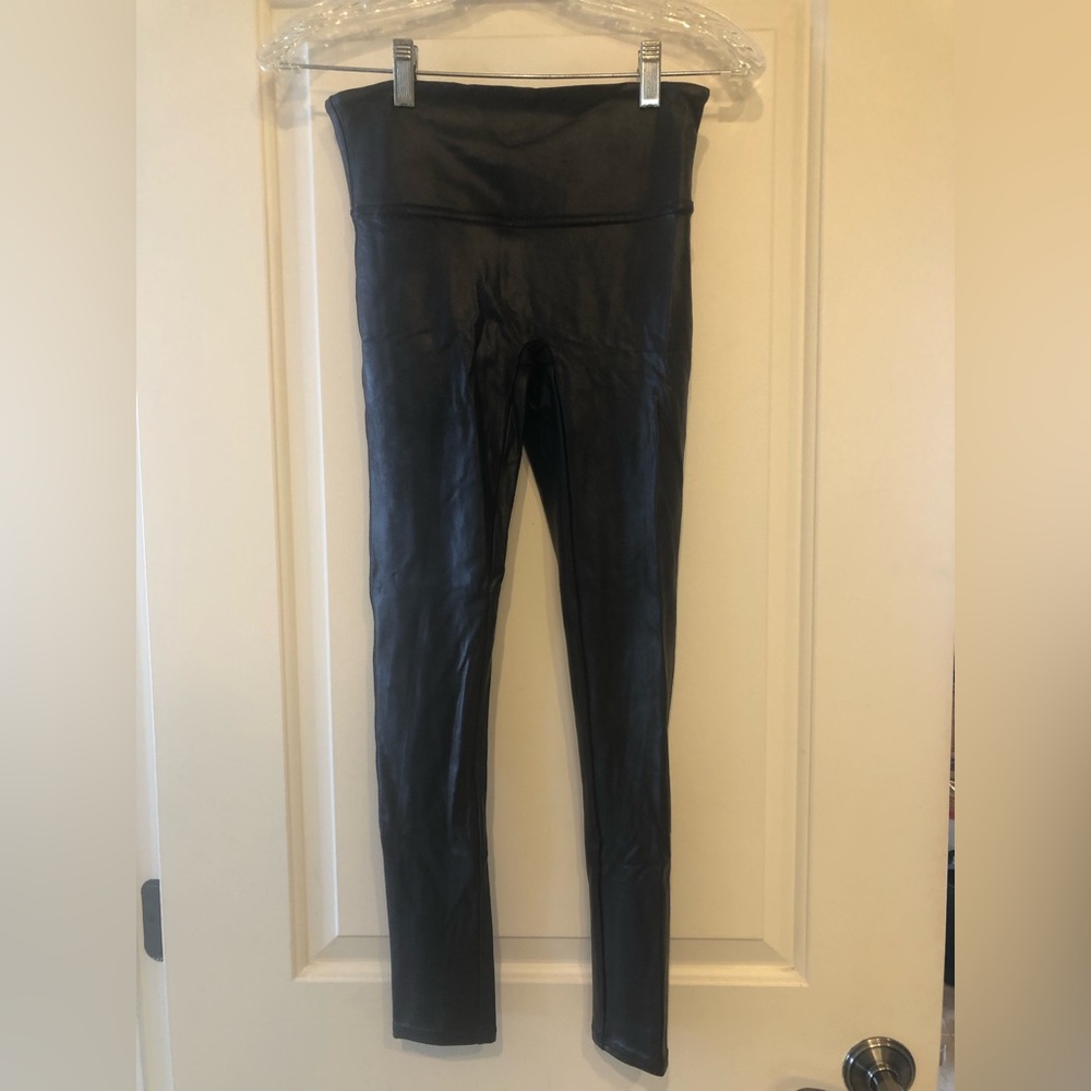 Spanx Faux Leather Leggings - Black Medium Petite